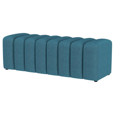 Delsur Peacock Blue Fabric Upholstered Tufted Accent Bench