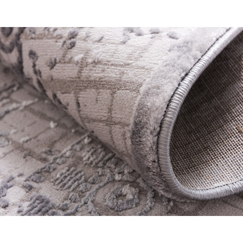 Tapis à motif floral gris / beige Glencoe, Rectangle 5 pi x 8 pi