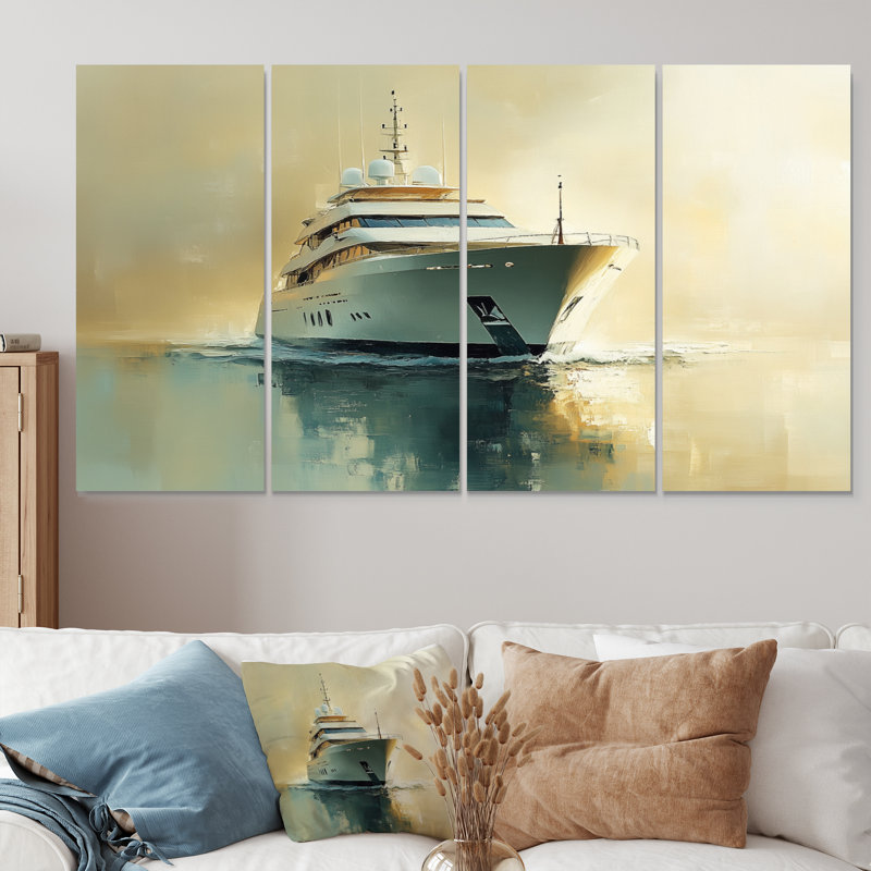 «Wealths Reflection - Boat Yacht», ensemble d'art sur toile, H 32 po x l 64 po