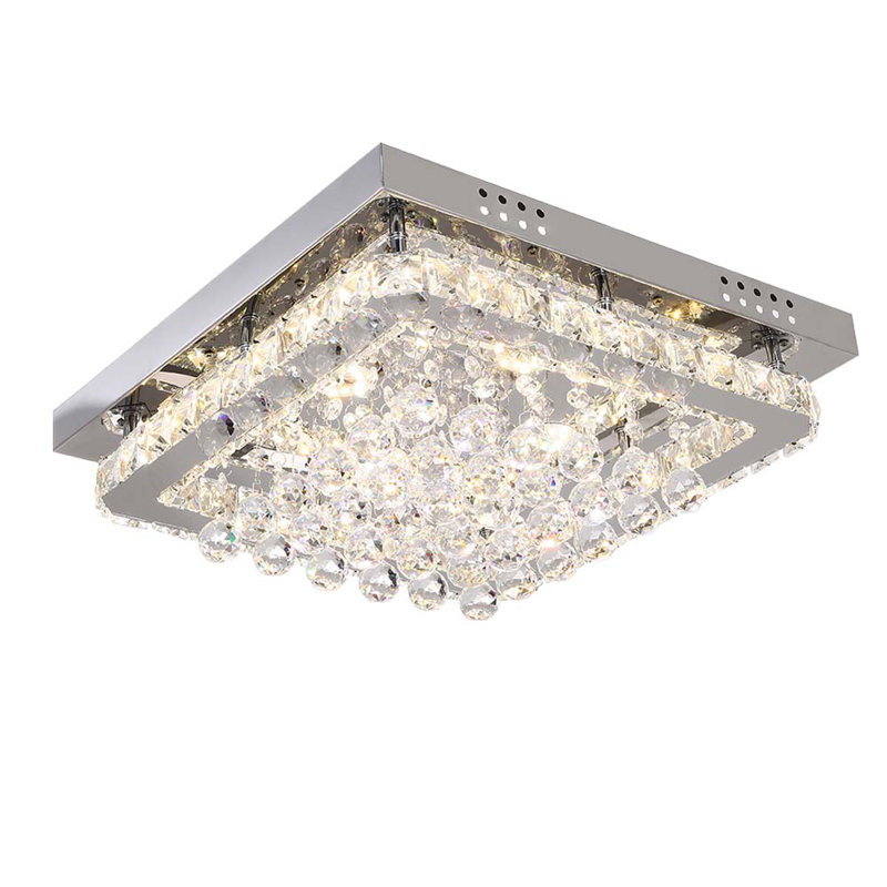 Marmie 1-Light 40cm Dimmable Crystal LED Flush Mount Light with Remote