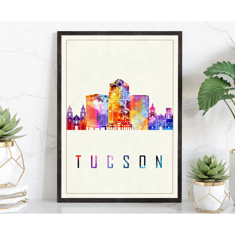 Tucson Modern Illustration, villes américaines, affiche non encadrée, affiche de l'Arizona State