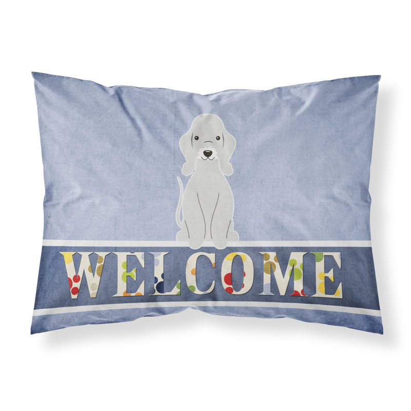 Taie d’oreiller welcome, Bedlington terrier bleu