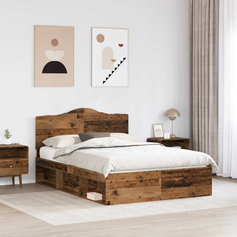 Solid Wood Bed, Old Wood, Kingsize (5')