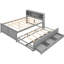 Lit double avec rangement pour tête de lit, lit gigogne simple et 3 tiroirs gris-116739038