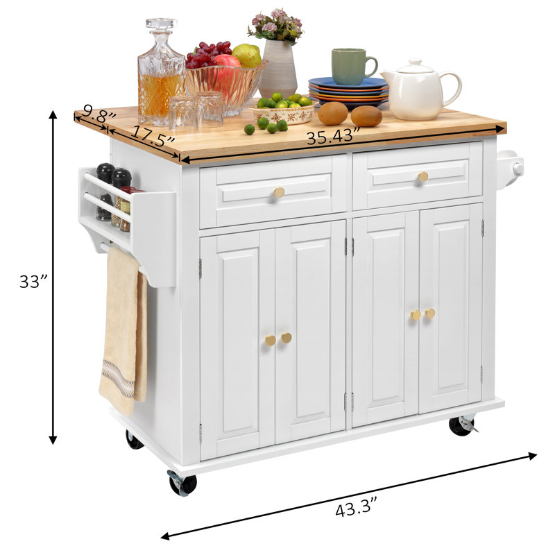 Metayer Wood Kitchen Island, White