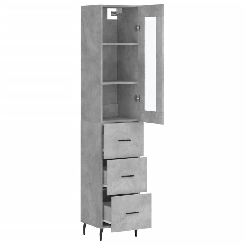 Mikala Display Cabinet, Concrete Grey