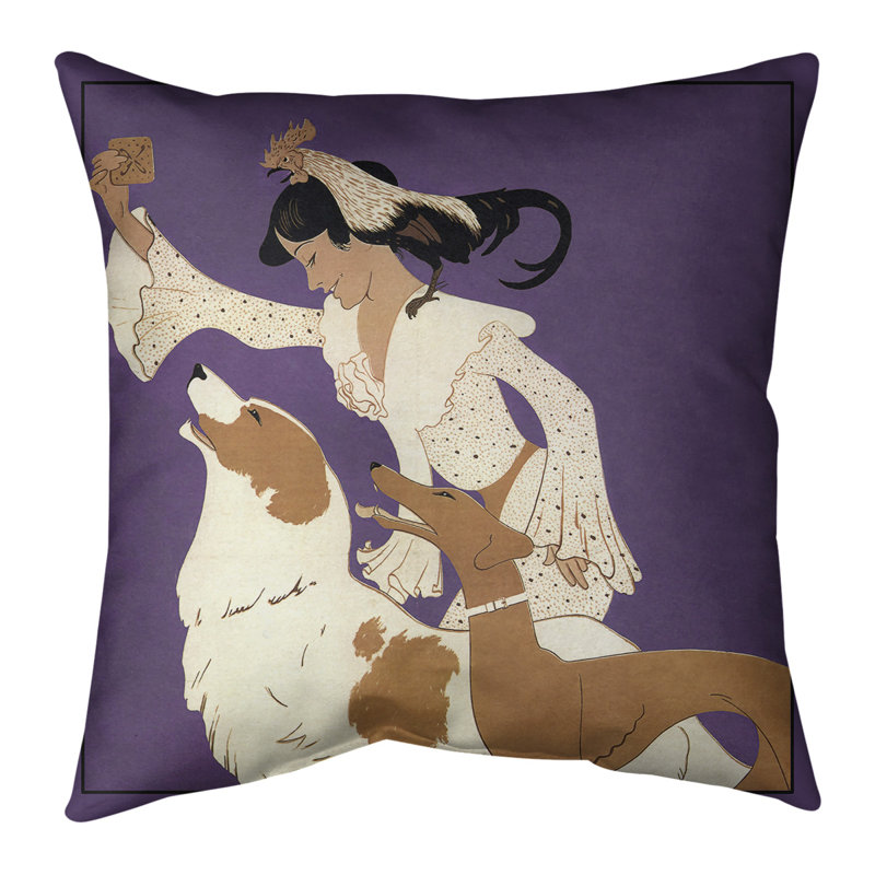Housse et insert de coussin carré rétro Auguste Roubille, 20 po x 20 po, Housse de coussin seulement, Mauve