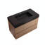 Meuble-lavabo flottant 36 po en noyer brun avec lavabo, meuble-lavabo mural pré-assemblé avec grand rangement, lavabo une pièce noir sans bonde ni robinet-131429091-131429092