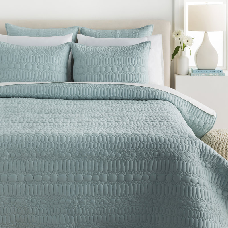 Pressnell Cotton Quilt, Aqua, Full/Queen