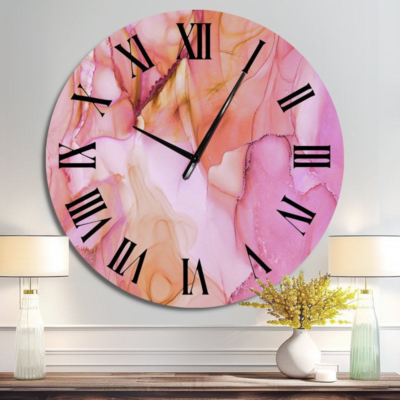 Horloge murale Tender, Surdimensionné, Rose/noir