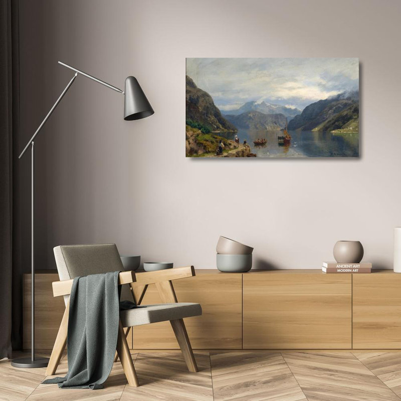 "Paysage de fjords" par Nils Bjørnsen Møller - Art mural sur toile tendue avec châssis, H 24 po x l 17 po