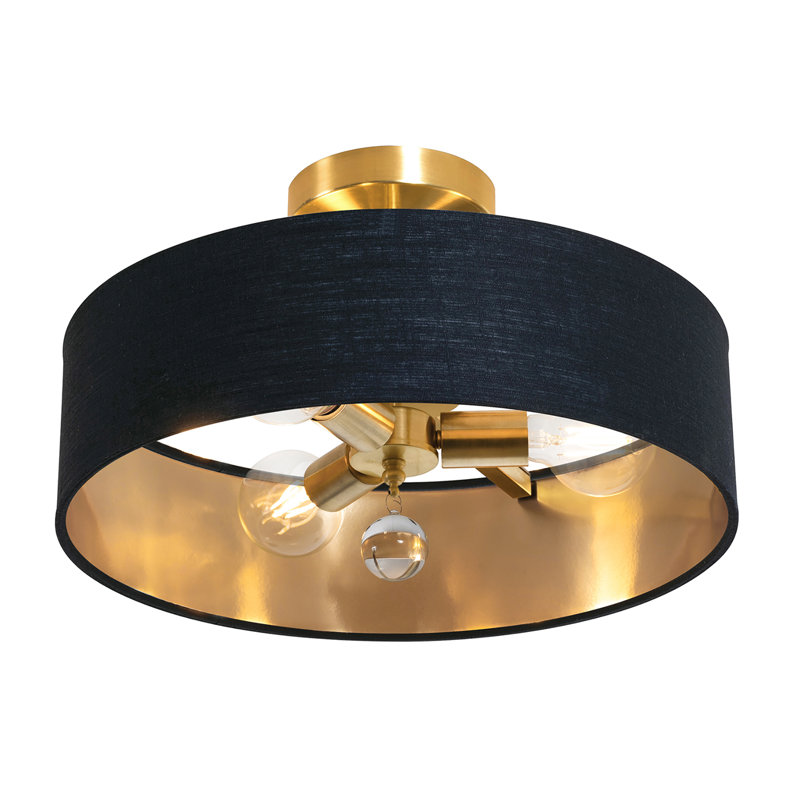 Luminaire suspendu Woodvale - 18 po, Laiton satiné, Noir / or