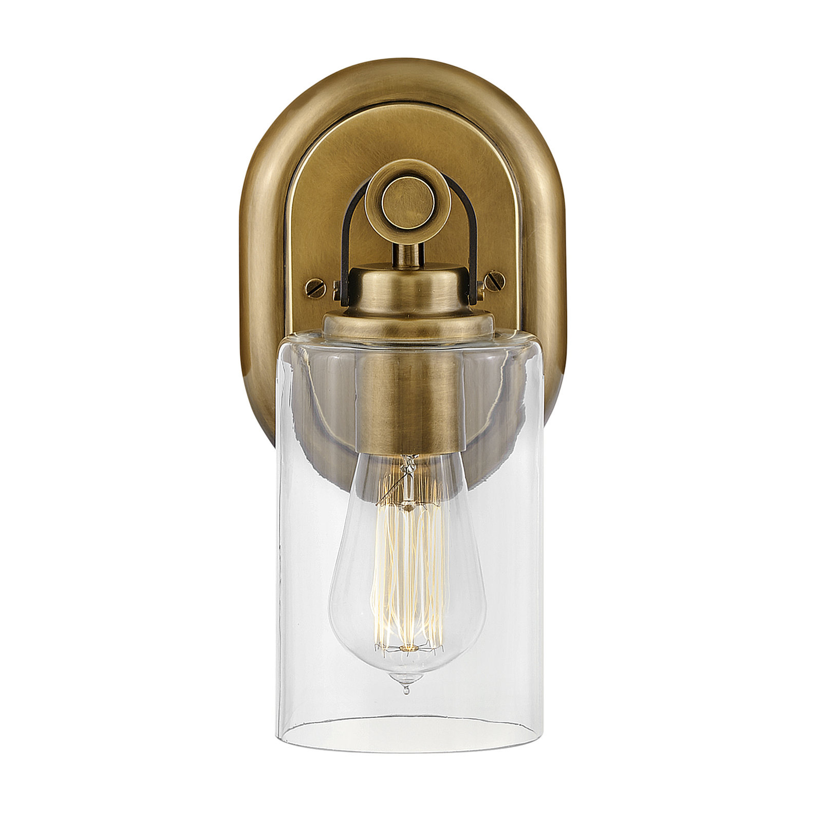 April Single Transparent Dimmable Bath Sconce, Heritage Brass