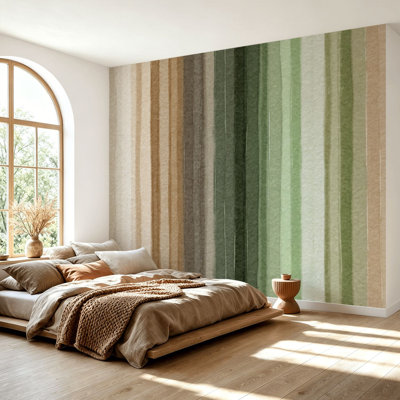 Wall Mural Peel and Stick Wallpaper Green Beige Watercolor Self-Adhesive Removable Contact Paper Wall Decor for Living Room Bedroom 69"H x 96"W