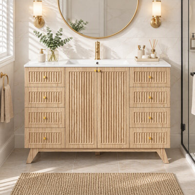 Freestanding Standard Free Standing Single Double Single Vanity Bathroom Vanity With Top