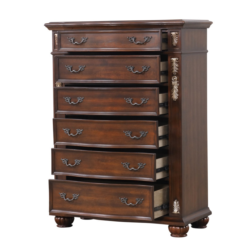 Commode en bois 6 tiroirs Maximus, Merisier