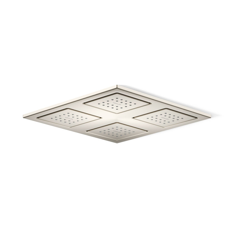 WaterTile Rain Overhead Showering Panel with 4 22-Nozzle Sprayheads, Vibrant Brushed Nickel