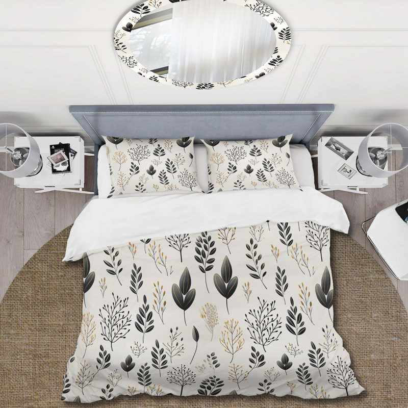 Chic Noir Floral Fusion - Ensemble de housse de couette floral, Housse de couette pour très grand lit et 2 très
