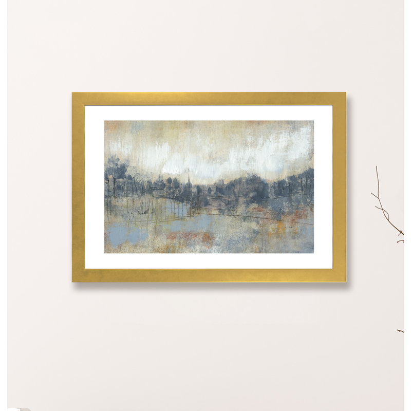 «Cool Gray Horizon I» par Jennifer Goldberger, reproduction d'art sur toile tendue, H 16 po x l 24 po x P 1 po, Doré