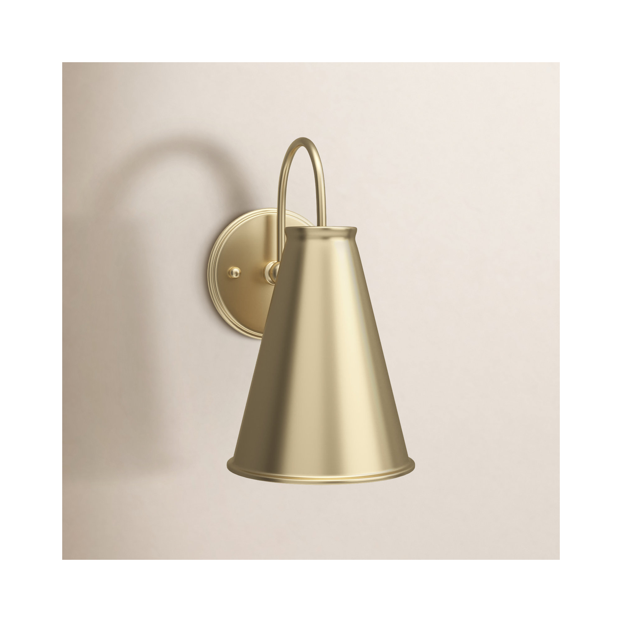 Dimson Single Light Dimmable Armed Sconce, Brass