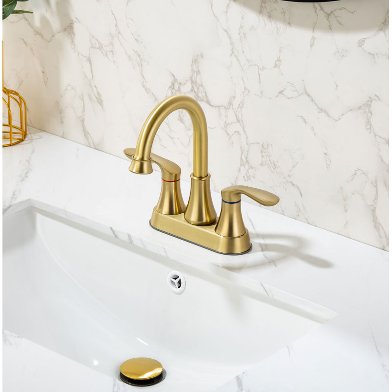 2-handle Bathroom Faucet with Drain Assembly, Matte Golden