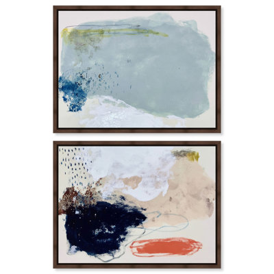 Tableau abstrait côtier « Tidal Scrape » encadré par Art Remedy, cadre en noyer, 40 x 30