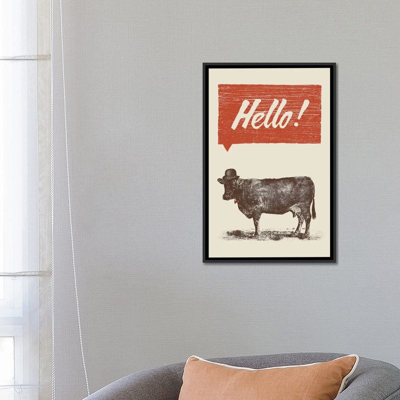 Hello, impression sur toile tendue, Toile avec cadre noir, Pas de tapis, H 48 po x l 32 po x P 1,5 po