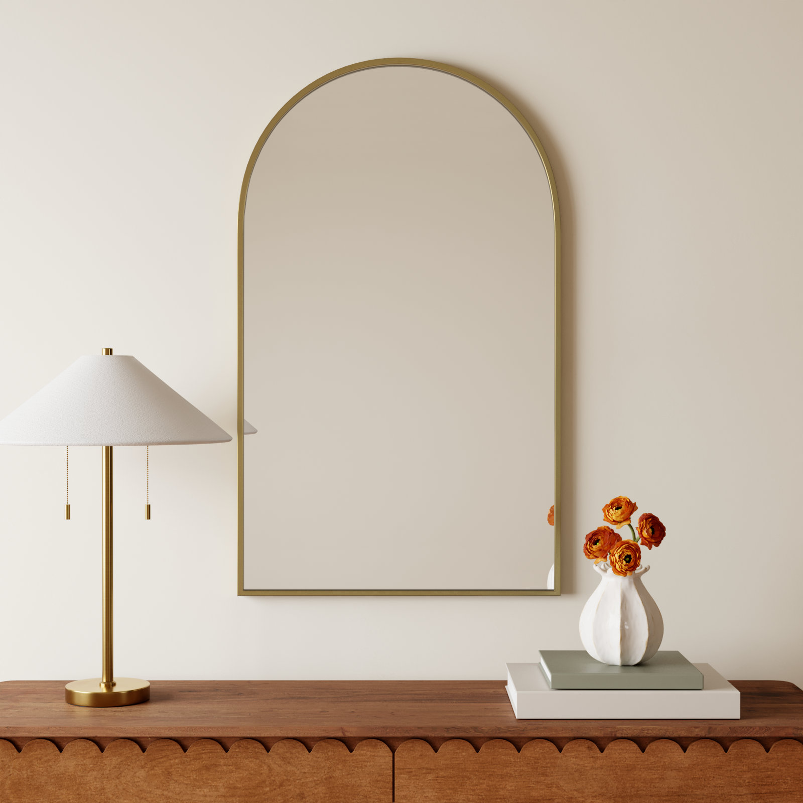Sabine Metal Arch Wall Mirror, Brass, 40" x 24"