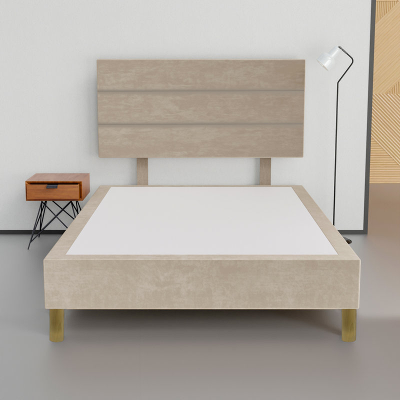 Lit plateforme tapissier Alisiana, Simple, Taupe
