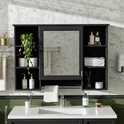 Bathroom Mirror Cabinet, Wall Mounted Cabinet With Adjustable Shelf And Soft Close Door