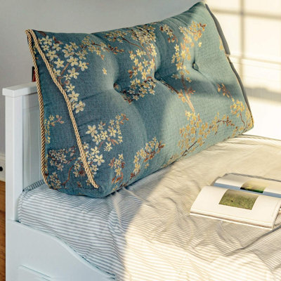 Floral Blue Rectangular Backrest Cushion