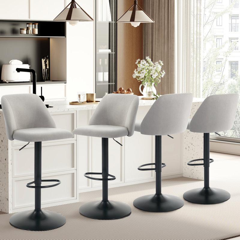 Swivel Bar Stool, Grey/Fabric