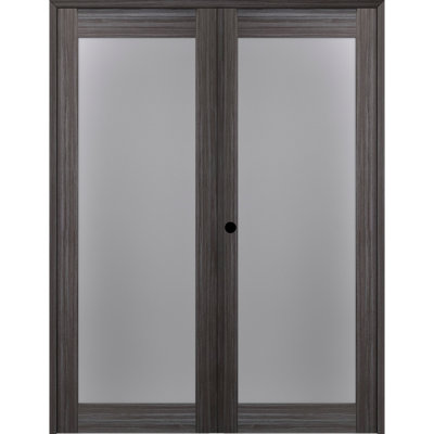 Palladio 207 Manufactured Wood and Full Lite Frosted Glass Composite Double Prehung French Door