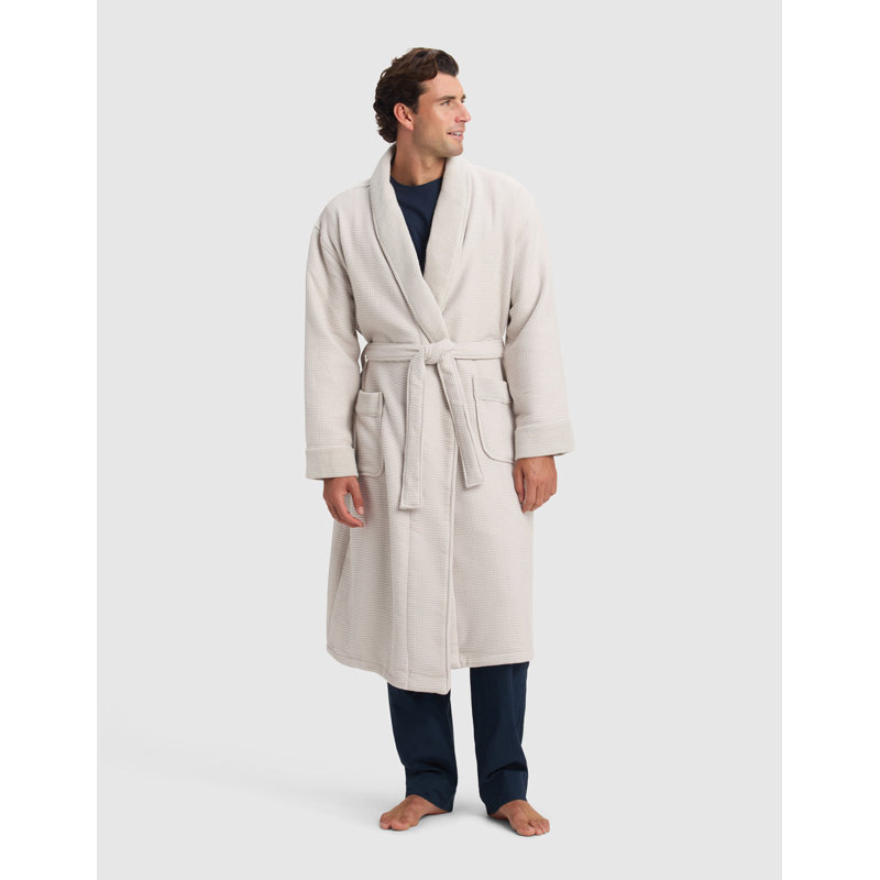 Waffle Bath Robe, XS, Light Gray