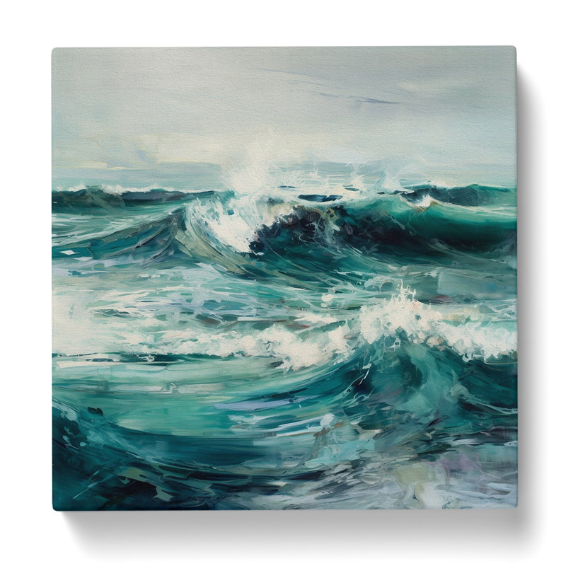 Ocean Gestural Art - Wrapped Canvas, 50cm H x 50cm W