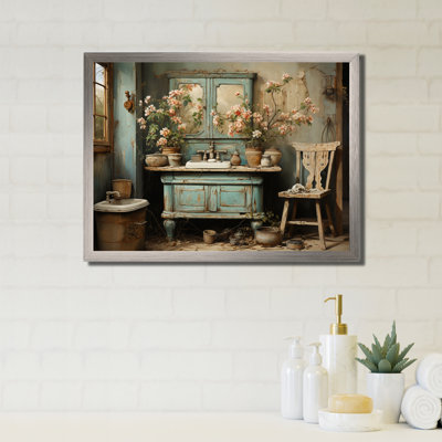 «Bathroom Bathroom Vintage Charm I» - Art mural encadré pour salle de bain