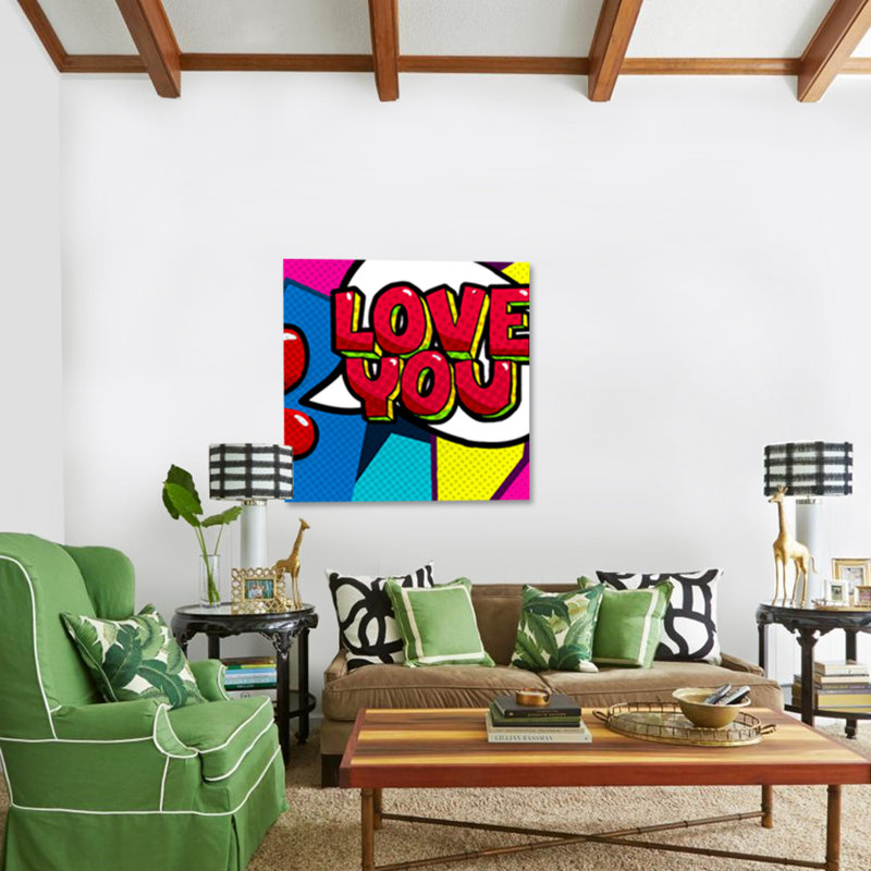 «Love You» - impression sans cadre, H 55 po x l 55 po, Métal