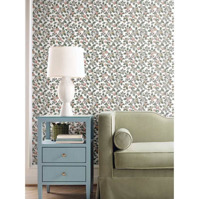 Framboise Blush Berry Vines Wallpaper, Pink