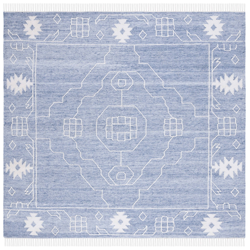 Bosiljko Flat Weave Polpropylene Southwestern Rug, Square 7'
