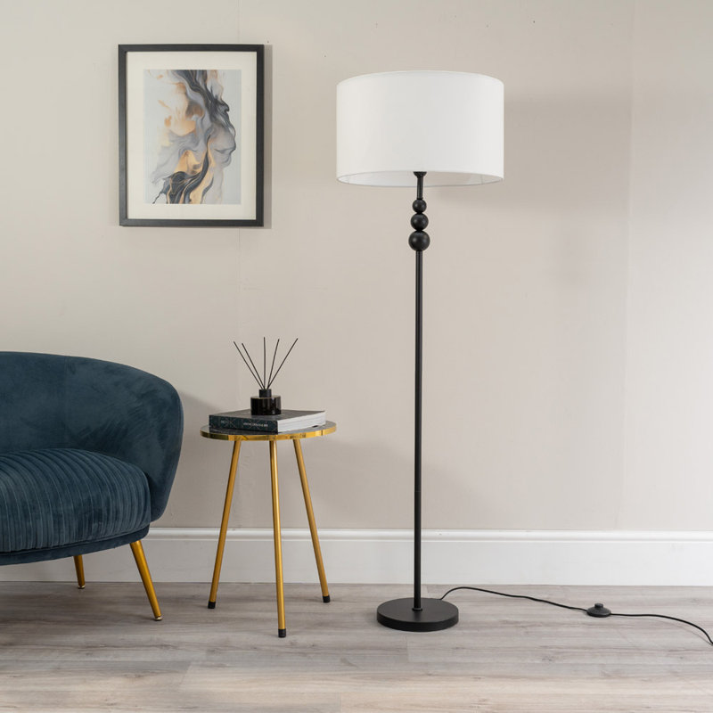 Randalia 145cm Traditional Floor Lamp, Black , White