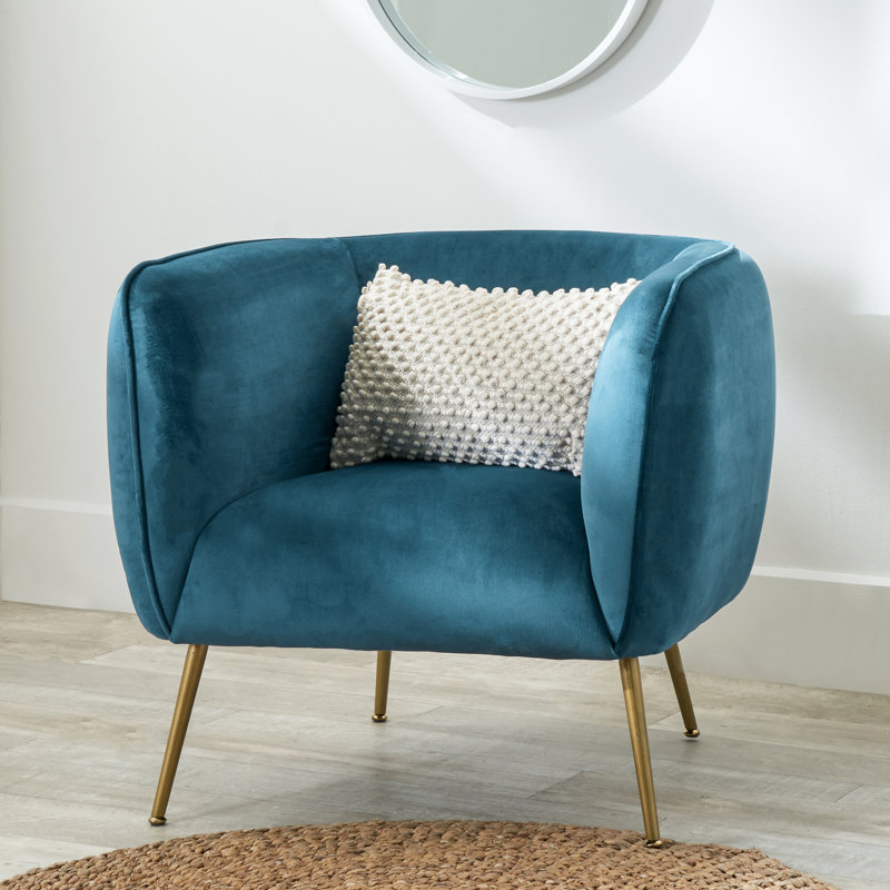 Krol Velvet Barrel Chair, Blue
