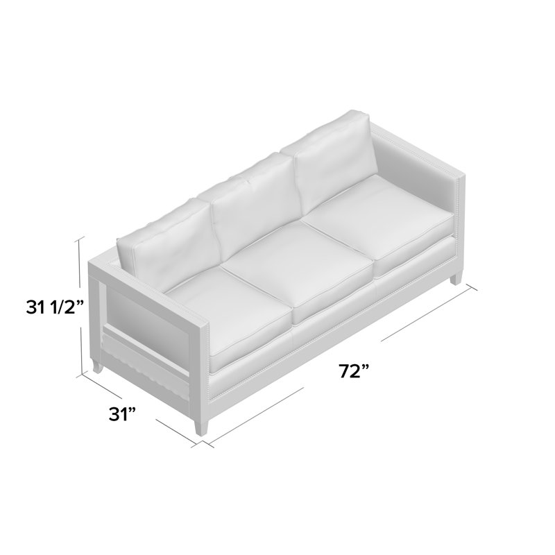 72" Genuine Leather Square Arm Sofa