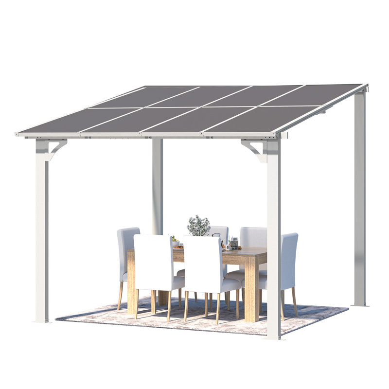 Aluminum Pergola with Canopy, 243.84cm x 243.84cm, White
