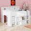 Lit mezzanine avec plusieurs tablettes de rangement, bureau et DEL-862680313