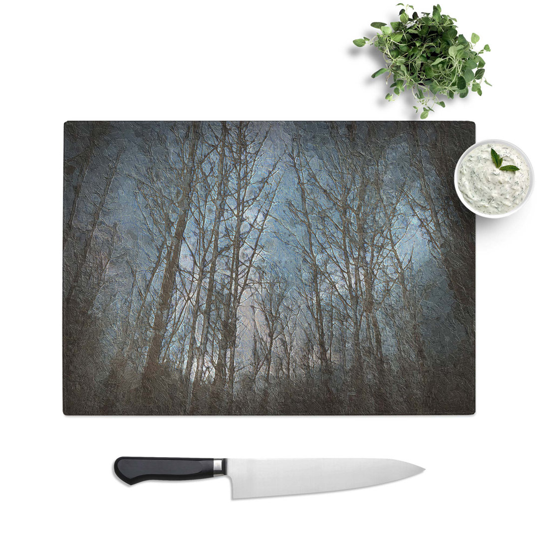 Tempered Glass Bare Trees at Twilight Chopping Board