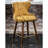 Mid-century Modern Yellow Counter Stools (pair) - Fabric Upholstery, Metal Footrest, Solid Wood Dowel Legs 2 Mid-century Faux Leather Back, Suede-like Seat, Walnut Legs, Golden Footrest