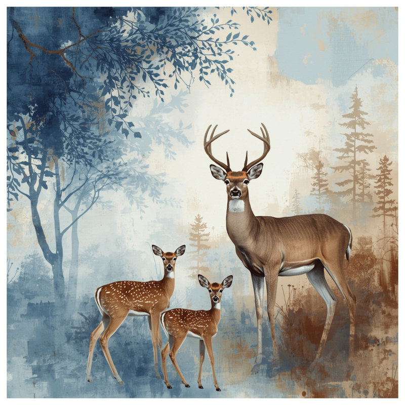Forest Deer Family Bath Mat, 34in W x 21in L