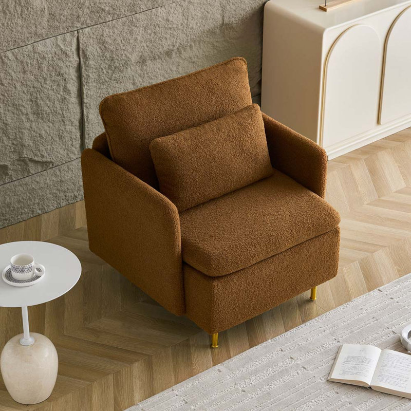 Chaise d'appoint Juhee Modern Club Chair, Tissu brun Sherpa