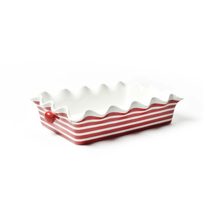 Stripe Ruffle 14 Casserole Red