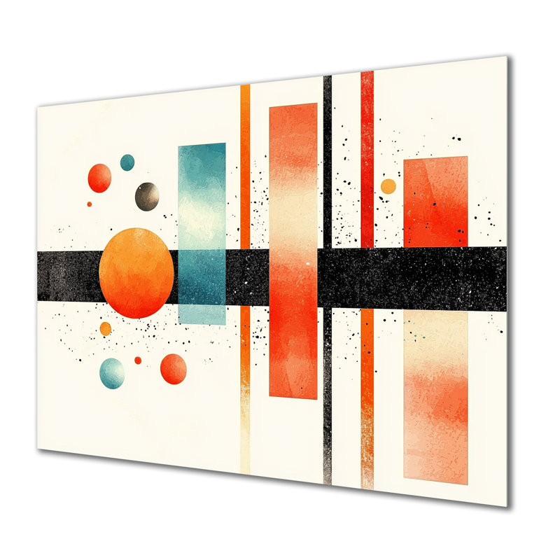 Rectangle dynamique, équilibre géométrique I - décoration murale géométrique en métal, impression moderne sur métal